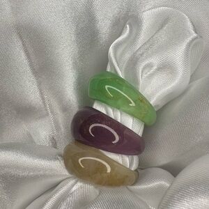 Acrylic Resin Triple Ring Set - Thunder Purple /  Hippie Green / Clay Creek Tan